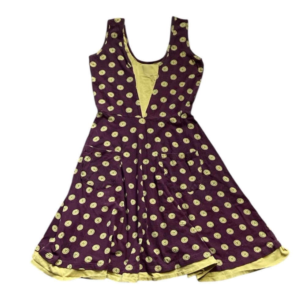 Effie's Heart Purple and Yellow Polka Dot Fit-and-Flare Dress